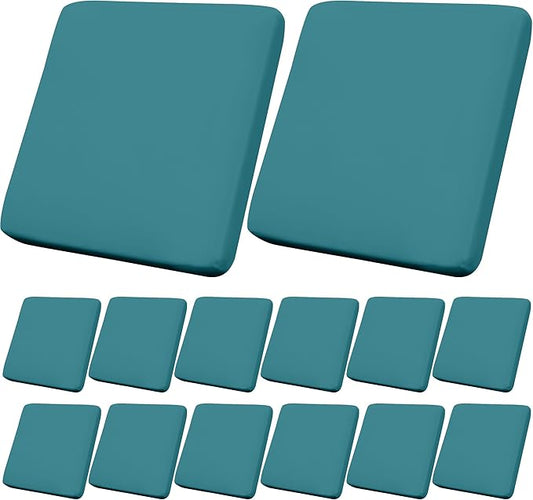 14Pcs Outdoor Cushion Covers, Patio Cushion Covers,Stretch Elastic Slipcovers, Replacement Washable & Reusable Furniture Protector for Patio Couch (Peacock Blue,Cover Only)
