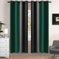 Yakamok Blackout Ombre Dark Green and Black Curtains-Gradient Room Darkening Curtain, Grommet Thermal Insulated Light Blocking Window Drapes Curtain for Living Room Bedroom,52 x 72 Inch,2 Panels
