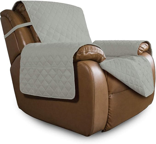 Easy-Going Oversized Recliner Chair Slipcover Reversible Sofa Cover Water Resistant Couch Cover Furniture Protector with Elastic Straps for Pets Dog (Oversized Recliner, Beige/Beige)