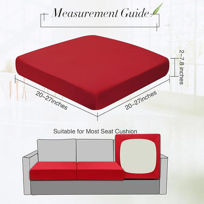 Newwiee Set of 4 Stretch Patio Cushion Covers Sofa Couch Seat Chair Slipcovers Cushion Cover Replacement Furniture Protector for Pets Washable(Burgundy,Seat Cover,Solid)