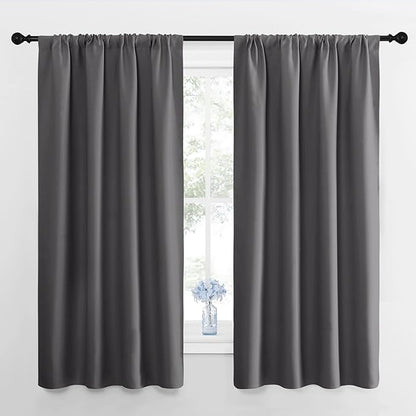 NICETOWN Blackout Curtains Panels for Bedroom - Thermal Insulated Rod Pocket Window Blackout Drapes/Draperies for Living Room (2 Panels, W42 x L63 inches, Grey)