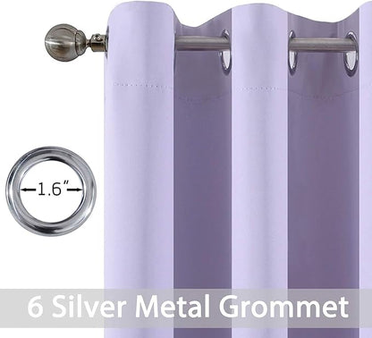Yakamok 84 Inch Length Blackout Curtains for Bedroom, Thermal Insulated Room Darkening Grommet Top Window Drapes for Living Room,Lilac,42W x 84L,2 Panels