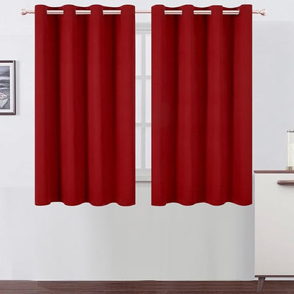 LEMOMO Blackout Curtains 66 x 54 Inch Long Red Curtains Set of 2 Panels Room Darkening Curtains for Bedroom and Living Room