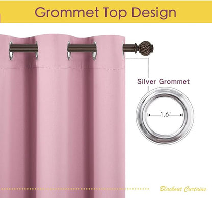 NICETOWN Blackout Curtains for Bedroom, Rouge Pink, 42 W by 80 L, Set of 2, Thermal Insulated Curtains & Drapes with Grommet Top for Living Room, Privacy Window Treatment Draperies