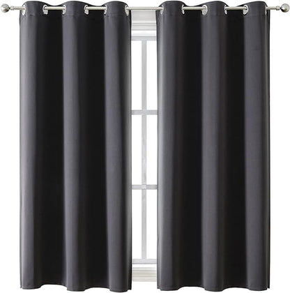 ChrisDowa Grommet Blackout Curtains for Bedroom and Living Room - 2 Panels Set Thermal Insulated Room Darkening Curtains (Dark Grey, 42 x 63 Inch)