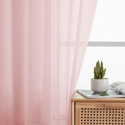Blush Sheer Curtains for Bedroom Living Room 96 Inches Long 2 Panels, Modern Airy Soft Lightweight Rod Pocket Light Filtering Sheer Curtains Drapes, Blush, Each 42" Wx96 L Inch