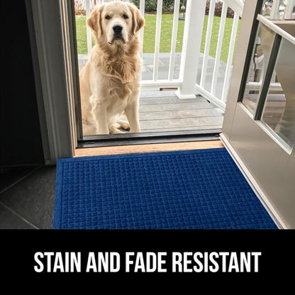 GORILLA GRIP® Ultra Absorbent Front Door Mat Outside Entrance, 35x23, Traps Dirt and Moisture, HydroABSORB Indoor Outdoor Doormat Holds Up to 5.7 Cups Water, Stain and Fade Resistant Welcome Mat, Blue