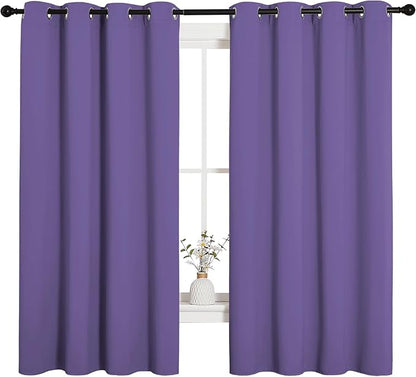 NICETOWN Bedroom Curtain Panels Blackout Draperies, Thermal Insulated Solid Grommet Blackout Curtains/Drapes (Lilac Purple, 1 Pair, 55 by 68-inch)