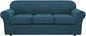 H.VERSAILTEX 4 Piece Stretch Sofa Covers for 3 Cushion Couch Covers for Living Room Furniture Slipcovers (Base Cover Plus 3 Seat Cushion Covers) Upgraded Thicker Jacquard Fabric (Sofa, Deep Teal)