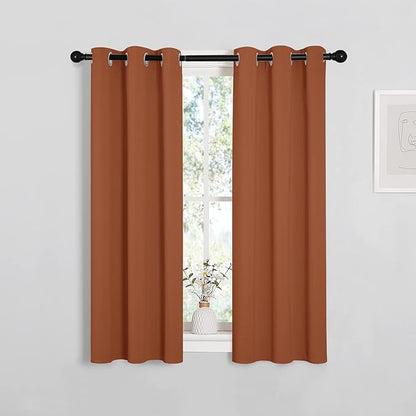 NICETOWN Burnt Orange Window Curtains Blackout Drapes, 1 Pair, 29 by 40 inches, Thermal Insulated Solid Grommet Blackout Curtains/Draperies for Cafe
