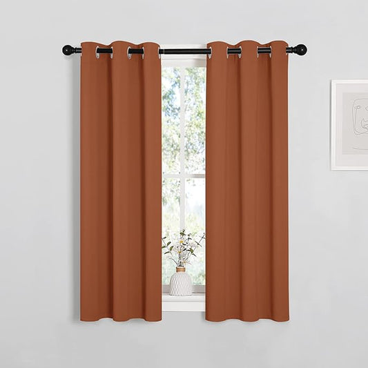 NICETOWN Burnt Orange Window Curtains Blackout Drapes, 1 Pair, 29 by 40 inches, Thermal Insulated Solid Grommet Blackout Curtains/Draperies for Cafe