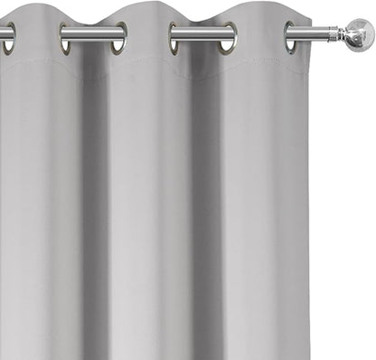LEMOMO Blackout Curtains 52 x 90 Inch Long Light Grey Curtains Set of 2 Panels Room Darkening Curtains for Bedroom and Living Room