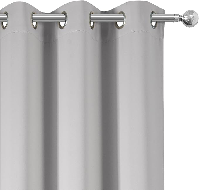 LEMOMO Blackout Curtains 66 x 54 Inch Long Light Grey Curtains Set of 2 Panels Room Darkening Curtains for Bedroom and Living Room