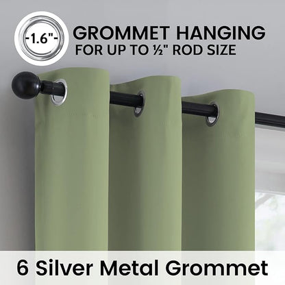 SimpleHome 100% Blackout Curtains for Bedroom,Thermal Insulated Sage Grommet Window Drapes Room Darkening Curtains for Living Room with Black Back,42 x 54 Inch,2 Panels