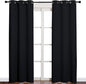 NICETOWN Thermal Insulated Black Blackout Curtains/Drapes 84 inches Length 2 Panels Set for Living Room, 42 inches Wide, Privacy Sound Reducing Room Darkening Draperies Window Treatment