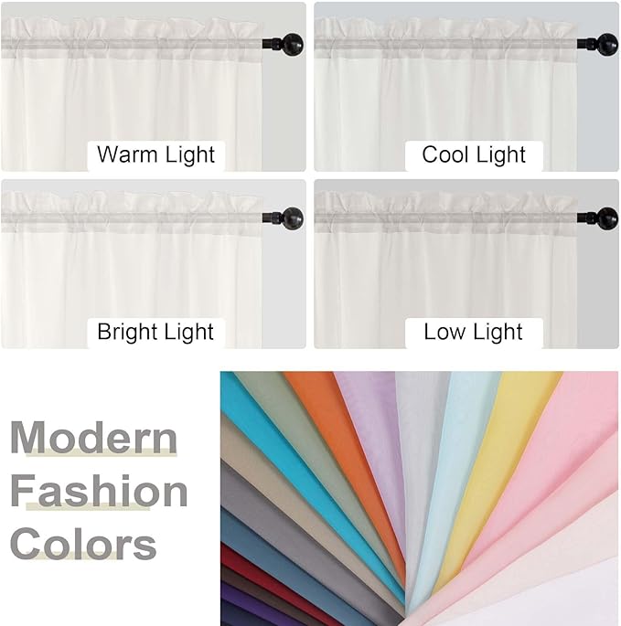 Extra Long Sheer Ivory Curtains for Bedroom Living Room 120 Inches Long 2 Panels Set, Solid Soft Light Filtering Rod Pocket Sheer Window Curtains, Ivory, Each 42" Wx120 L Inch