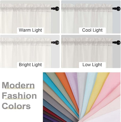 Extra Long Sheer Ivory Curtains for Bedroom Living Room 120 Inches Long 2 Panels Set, Solid Soft Light Filtering Rod Pocket Sheer Window Curtains, Ivory, Each 42" Wx120 L Inch