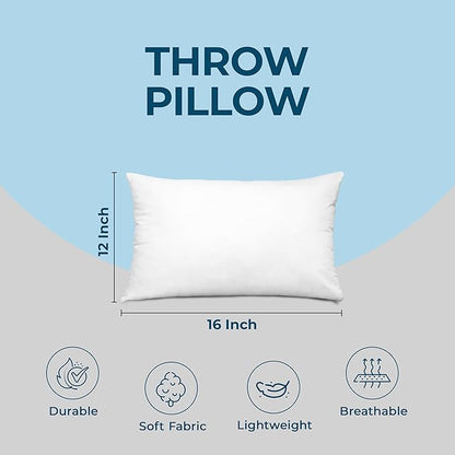 Utopia Bedding Throw Pillows (Set of 4, White) – 12 x 16 Inches Down Alternative Pillows for Bed, Sofa, and Couch - Fluffy Decorative Stuffer Pillow for Indoors & Outdoors