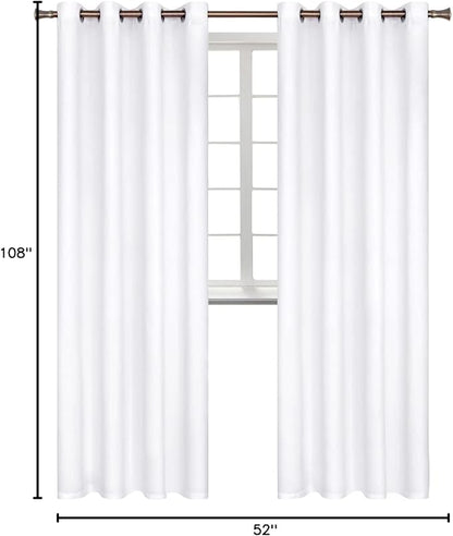 BGment Blackout Curtains - Grommet Thermal Insulated Room Darkening Bedroom and Living Room Curtains, Set of 2 Panels (52 x 108 Inch, Pure White)
