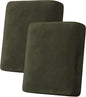 H.VERSAILTEX Velvet Stretch Couch Cushion Cover Plush Cushion Slipcover for Chair Loveseat Sofa Cushion Furniture Protector Seat Cushion Sofa Cover (2 Piece Medium Sofa Cushion Covers, Olive)