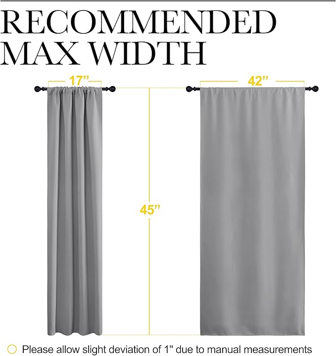 NICETOWN Window Curtains for Bedroom - Home Decoration Thermal Insulated Rod Pocket Blackout Blinds & Drapes for Small Windows (Silver Grey, 2 Panels, W42 x L45 -Inch)