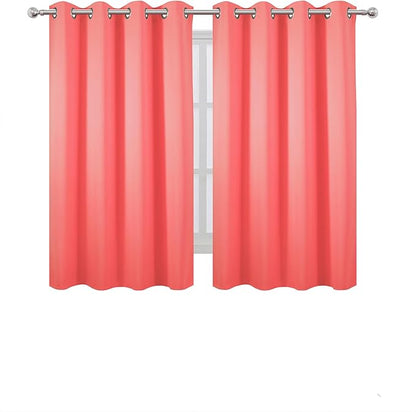 LEMOMO Blackout Curtains 52 x 45 inch Coral Curtains Set of 2 Panels/Thermal Insulated Room Darkening Bedroom Curtains
