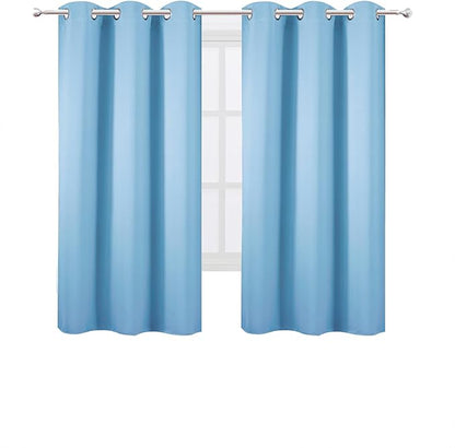 LEMOMO Blackout Curtains 40 x 63 inch/Sky Blue Curtains Set of 2 Panels/Thermal Insulated Room Darkening Bedroom Curtains