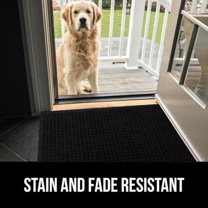 GORILLA GRIP® Ultra Absorbent Front Door Mat Outside Entrance 35x23, Traps Dirt and Moisture, HydroABSORB Indoor Outdoor Doormat Holds 5.7 Cups Water, Stain and Fade Resistant Welcome Mat 2 Pack Black