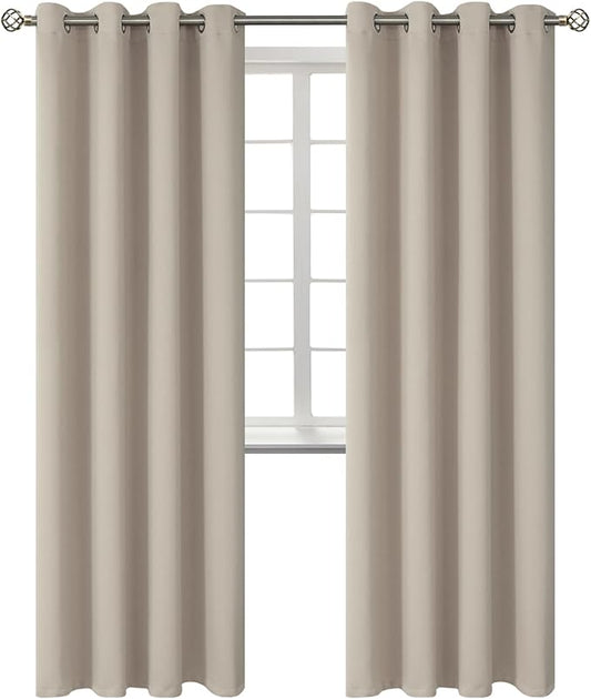 BGment Room Darkening Curtains 84 Inches Long - Grommet Thermal Insulated Drapes Window Treatment Curtains for Bedroom, 2 Panels, 52 x 84 Inch, Camel