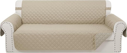 Reversible 4 Seater Sofa Cover 91 Inch Large Couch Cover Furniture Protector(Sofa XX-Large,Sand/Beige)
