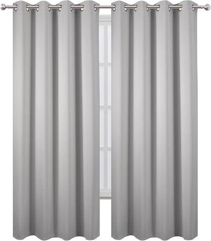 LEMOMO Blackout Curtains 52 x 90 Inch Long Light Grey Curtains Set of 2 Panels Room Darkening Curtains for Bedroom and Living Room