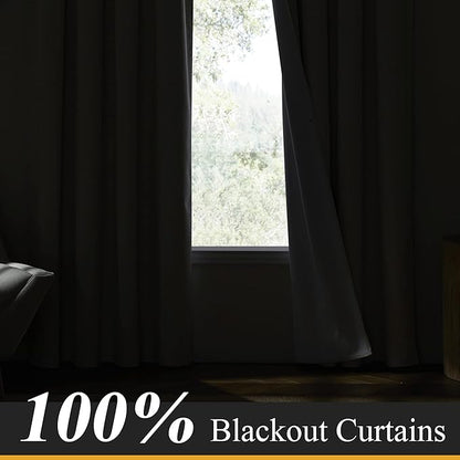 RYB HOME Natural Linen Blended Curtains for Living Room, Blackout Thermal Insulated Window Drapes with White Liner Classy Home Decor for Guest Room Nursery, Natural, W52 x L63 inch, 2 Panels