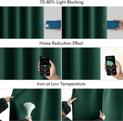 MIULEE Christmas Hunter Green Back Tab Blackout Curtains 108 Inch Long 2 Panels Set for Living Room Bedroom, Rod Pocket/Pinch Pleat Extra Long Thermal Insulated Room Darkening Pleated Window Drapes