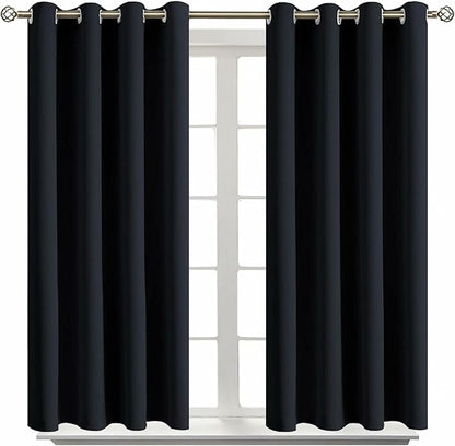 BGment Blackout Curtains for Living Room - Grommet Thermal Insulated Room Darkening Curtains for Bedroom, Set of 2 Panels (52 x 54 Inch, Black)