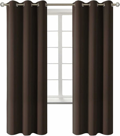 BGment Blackout Curtains for Living Room - Grommet Thermal Insulated Room Darkening Curtains for Bedroom, 2 Panels of 42 x 72 Inch, Brown