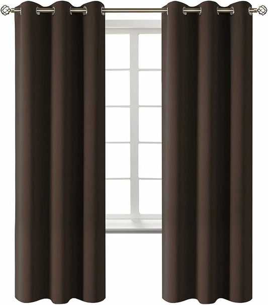 BGment Blackout Curtains for Living Room - Grommet Thermal Insulated Room Darkening Curtains for Bedroom, 2 Panels of 42 x 72 Inch, Brown