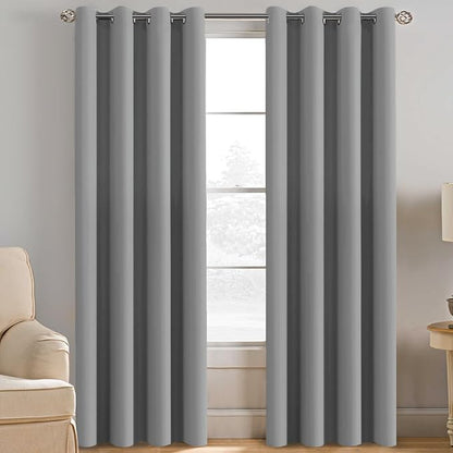 H.VERSAILTEX Grey Blackout Curtains for Bedroom Thermal Insulated Room Darkening Blackout Curtain Panel for Door, Window Panel Drapes - 1 Panel - 52 inch Wide by 120 inch Long, Dove Gray, Grommet Top