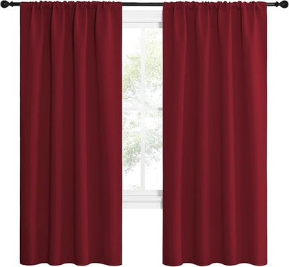 NICETOWN Christmas Burgundy Red Blackout Curtains 72 inches Long, Privacy Room Darkening Drapes for Doorways, Loft (Set of 2, 42 inches by 72 Inch)