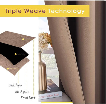 NICETOWN Blackout Window Curtains 60 inch Length, Cappuccino, 2 Panels, 34 x 60 Inch, Grommet Top Room Darkening Thermal Insulated Solid Vertical Drapes for Bedroom