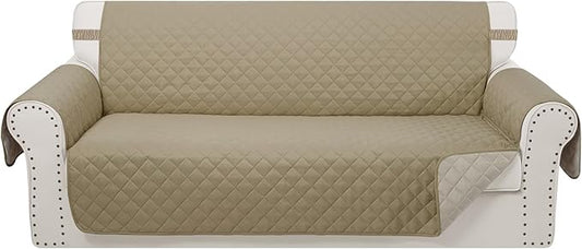 Reversible Oversized Sofa Covers Couch Cover Furniture Protector for Dogs Elastic Straps Water Resistant(XLSofa,Camel/Beige)