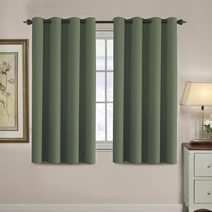 H.VERSAILTEX Blackout Curtain for Living Room Thermal Insulated Window Treatment Curtain 54 inch Length Energy Saving Solid Grommet Top Blackout Drape, One Panel, Bronze Green, 52" W x 54" L
