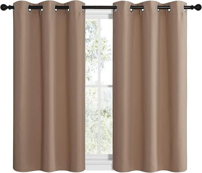 NICETOWN Room Darkening Curtain Panels for Cafe, Thermal Insulated Grommet Room Darkening Draperies/Drapes for Window (Cappuccino, 2 Panels, W42 x L40 -inch)