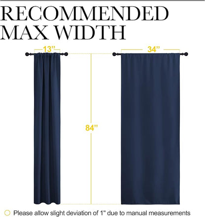 NICETOWN Blackout Curtains for Living Curtains, Home Decorations Thermal Insulated Solid Pole Top Blackout Drapes for Living Room (Navy, 1 Pair, 34-inch W x 84-inch L)