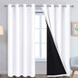 Yakamok Pure White 100% Blackout Curtains, 2 Thick Layers Completely Blackout Curtains Thermal Insulated Noise Reducing Drapes for Bedroom(52Wx96L, Pure White, 2 Panels)