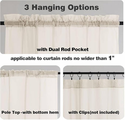 Chyhomenyc Cream Sheer Curtains 68 Inch Length, Light Filtering Solid Color Bedroom Window Sheer Curtain Panels, Elegant Curtains & Drapes for Living Room, 42Wx68L, 2 Panels