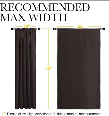 NICETOWN Blackout Curtain Panels 72 inches - Energy Saving Thermal Insulated Solid Rod Pocket Blackout Curtains for Bedroom (1 Pair, 52 inches by 72 Inch, Toffee Brown)