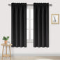 DWCN Black Room Darkening Blackout Curtains - Rod Pocket Thermal Insulated Privacy Energy Saving Window Curtain Drapes 42x 72 inch Length, Set of 2 Bedroom Living Room Curtains