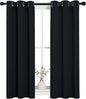 NICETOWN Living Room Blackout Curtains and Drapes, Black Solid Thermal Insulated Grommet Blackout Drapery Panels for Window (2 Panels, 29 inches Wide by 45 inches Long, Black)