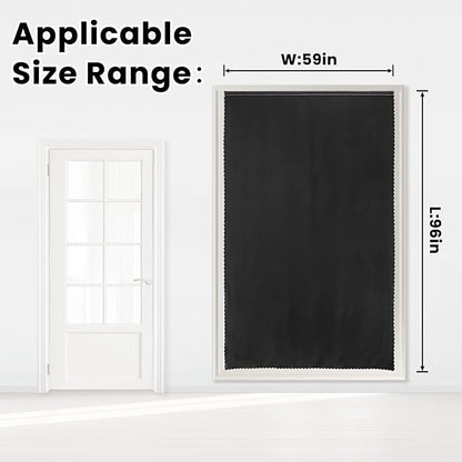 Adhesive Blackout Curtains- Self Stick Curtain No Rod Needed Easy to Hang Curtain, Use for Bedroom, Living Room, Dining Room, Kitchen, 59" W X 96" L, Black, 1 Panel