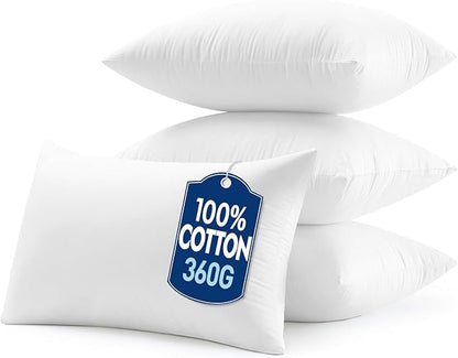 MIULEE 12x20 Pillow Inserts with Cotton Cover,Set of 4 100% Virgin Microfiber Throw Pillows for Couch Sofa and Bed